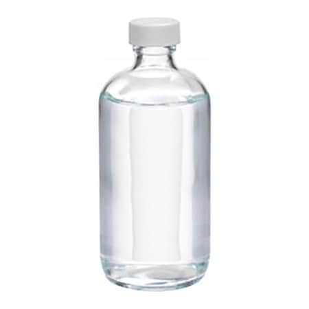 Cp Lab Safety. Wheaton 8 oz Glass Boston Round Bottles, PTFE Lined PP Caps, Case of 12 W216809